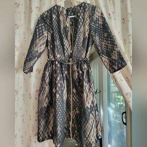 Tara Jarmon Black and Tan Patterned Dress
